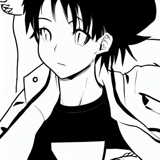 Image similar to black and white anime boy