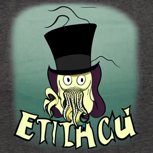 Prompt: cthulhu wearing a top hat