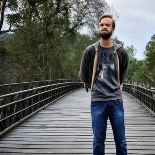 Prompt: pewdiepie on a bridge