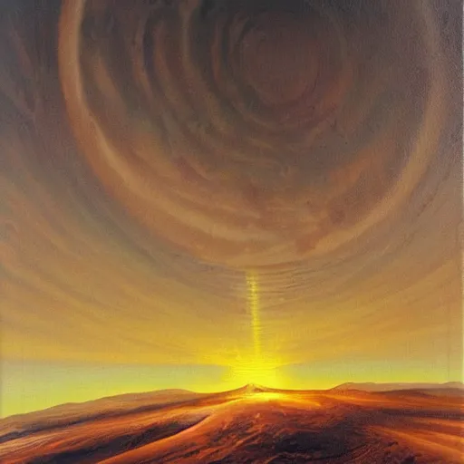 Prompt: beautiful view on hills on mars, sunset, beautiful lightning by hr giger, oil on canvas