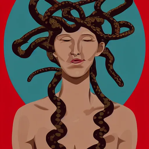 Image similar to medusa with sausages instead of snakes, sausage hair, photorealistic, illustration