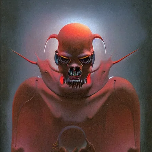 Image similar to cyborg - evil - satan - mickey - mouse painted by zdzisław beksinski