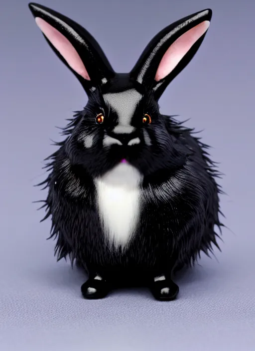 Image similar to 80mm resin detailed miniature of fluffy black devil rabbit, Product Introduction Photos, 4K, Full body, simple background