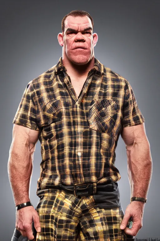 Image similar to upper body and head portrait of huge hulking absurdly muscular jocko willink as marvel character wearing plaid shirt and pants against simple background by alex ross and jack kirby and sergey kolesov and jason fabok and lawrence alma tadema and norman rockwell and greg staples, photoreal, cinematic, 4 k, high detail