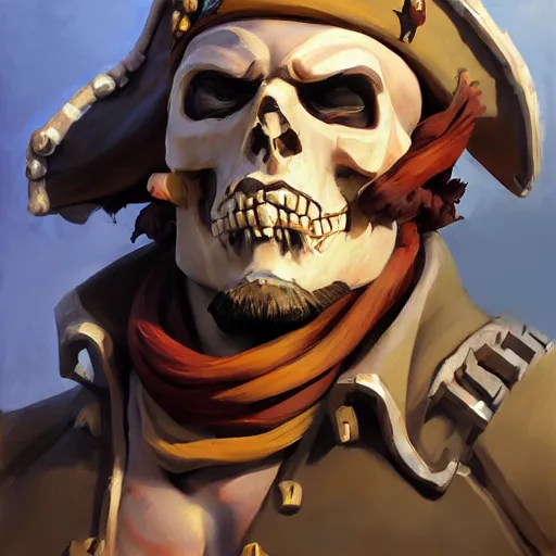 Image similar to greg manchess portrait painting of partially armored undead pirate captain lechuck as overwatch character, medium shot, asymmetrical, profile picture, organic painting, sunny day, matte painting, bold shapes, hard edges, street art, trending on artstation, by huang guangjian, gil elvgren, ruan jia, greg rutkowski, gaston bussiere