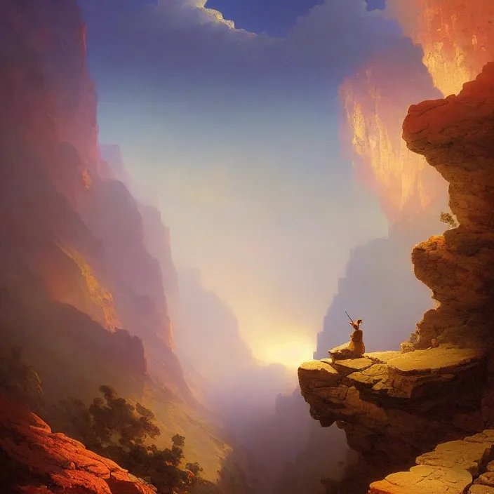 Prompt: a beautiful painting of a grand canyon by ivan aivazovsky and ferdinand knab and rhads and greg rutkowski, in style of digital art. hyper detailed, sharp focus, soft light. octane render. ray tracing. trending on artstation