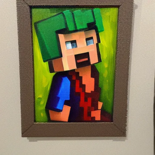 Prompt: minecraft, oil painting