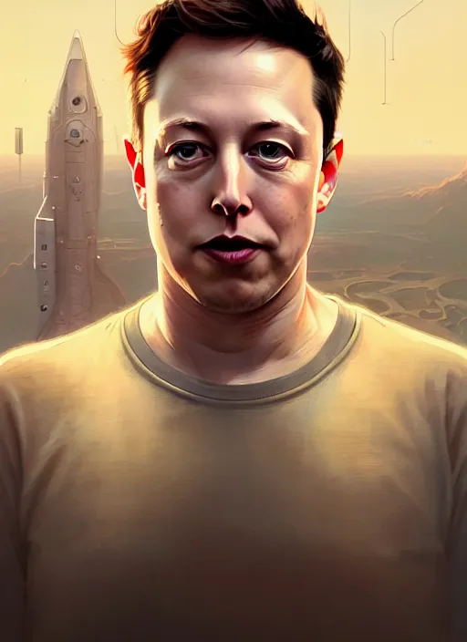 Image similar to Highly detailed portrait of Elon musk mixed with Mark zuckerberg, Stephen Bliss, unreal engine, fantasy art by Greg Rutkowski, Loish, Rhads, ferdinand knab, Makoto Shinkai and Lois van baarle, ilya kuvshinov, rossdraws, Tom Bagshaw, alphonse mucha, global illumination, radiant light, detailed and intricate environment