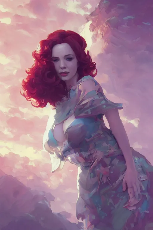 Prompt: christina hendricks by artgerm, tooth wu, dan mumford, beeple, wlop, rossdraws, james jean, marc simonetti, artstation giuseppe dangelico pino and michael garmash and rob rey and greg manchess and huang guangjian and makoto shinkai