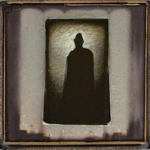 Prompt: polaroid of creepy basement, a figure comes out of a framed painting on the wall. goetic sigils drawn on the polaroids border. creepy atmosphere, liminal space.