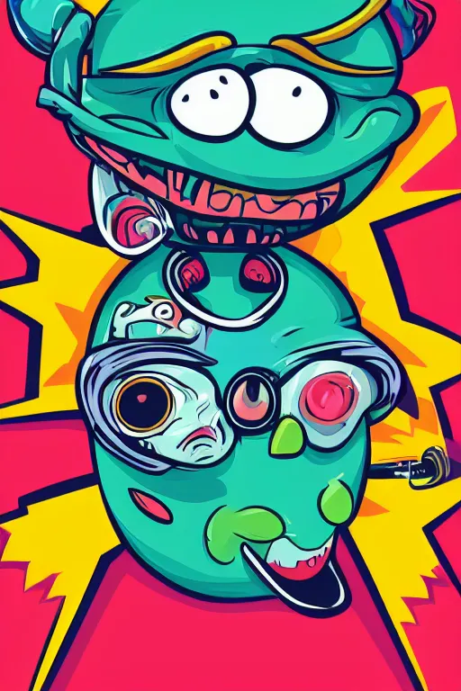 Image similar to rockstar alien, art by brian miller, sticker, colorful, illustration, highly detailed, simple, smooth and clean vector curves, no jagged lines, vector art, smooth