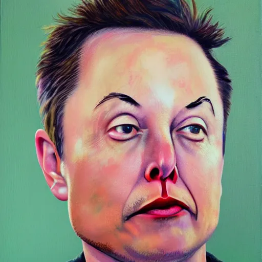 Image similar to oil canvas of elon musk as sad clown