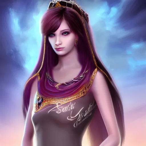 Prompt: portait princess lalla saida, centred, very long hair, charmed sexy look, hd, unreal engine, art painting, final fantasy style, amazing background theme