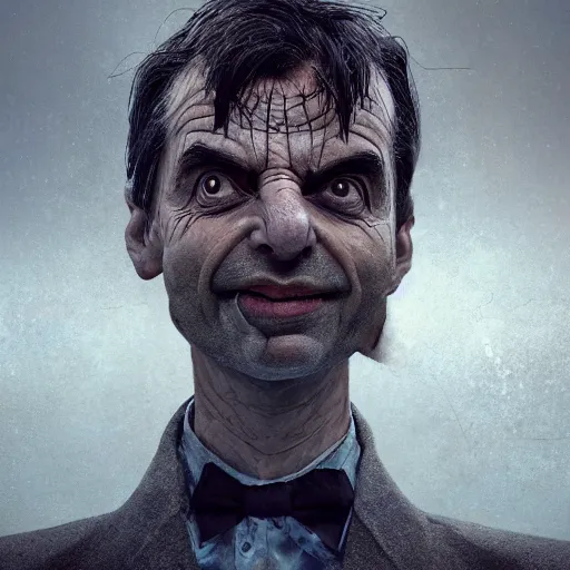 Image similar to Very very very very highly detailed epic central composition photo of Mr Bean face, intricate, dystopian, sci-fi, extremely detailed, digital painting, smooth, sharp focus, illustration, intimidating lighting, incredible art by Brooke Shaden, artstation, concept art, Octane render in Maya and Houdini