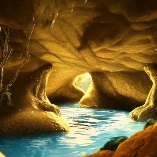 Prompt: photo of a blue fat syren in a water cave, detailed, realistic, 8k, Trending on Artstation