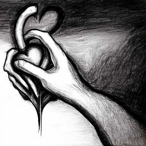 Prompt: drawing of hands ripping a heart into pieces, sadness, dark ambiance, concept by Godfrey Blow, featured on deviantart, sots art, lyco art, artwork, photoillustration, poster art