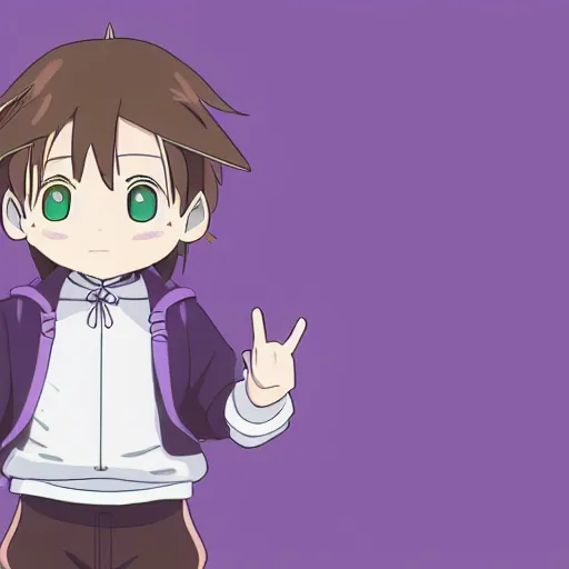 Image similar to cute little boy wearing an sailor suit, purple color palette, inspired in made in abyss and hirohiko araki, ray tracing