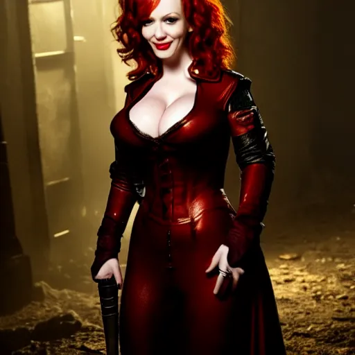 Image similar to full body photo of a christina hendricks as a vampire warrior, highly detailed, 8k, award winning