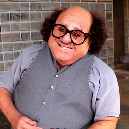 Image similar to human strawbarry with danny devito face