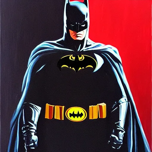 Image similar to Painting of a batman dark knight by Christopher Nolan oil painting