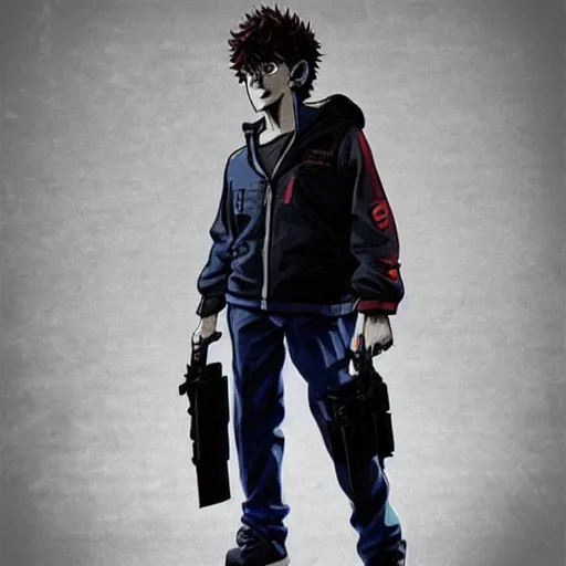 Image similar to spike spiegel wearing techwear, anime