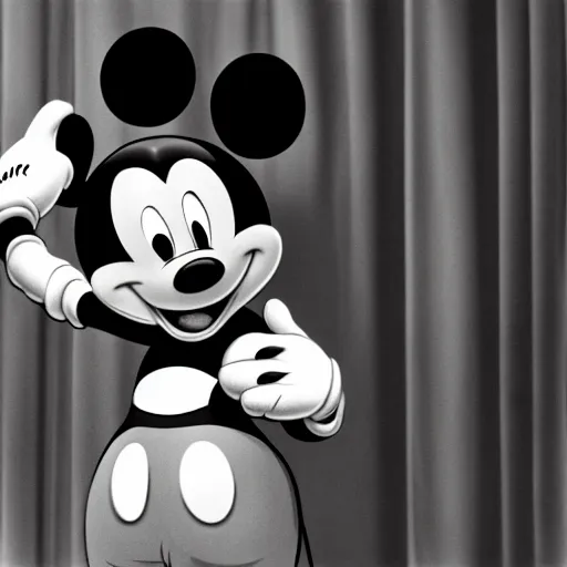 Prompt: mickey mouse on the phone, photo