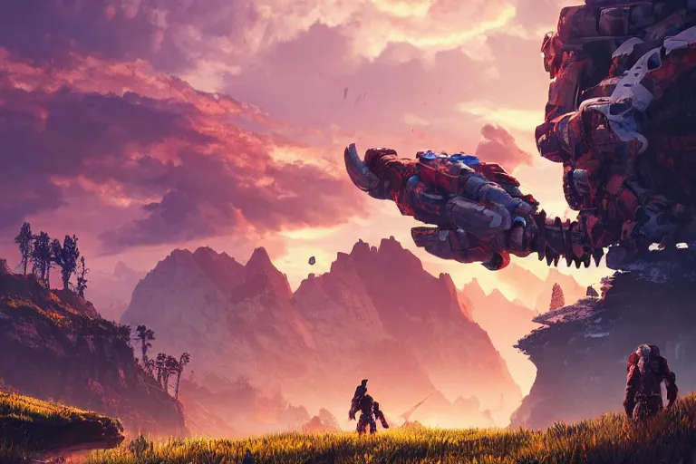 Image similar to tremortusk machine mecanical creature robot of horizon forbidden west horizon zero dawn radiating a glowing aura global illumination ray tracing hdr fanart arstation by ian pesty and alena aenami artworks in 4 k