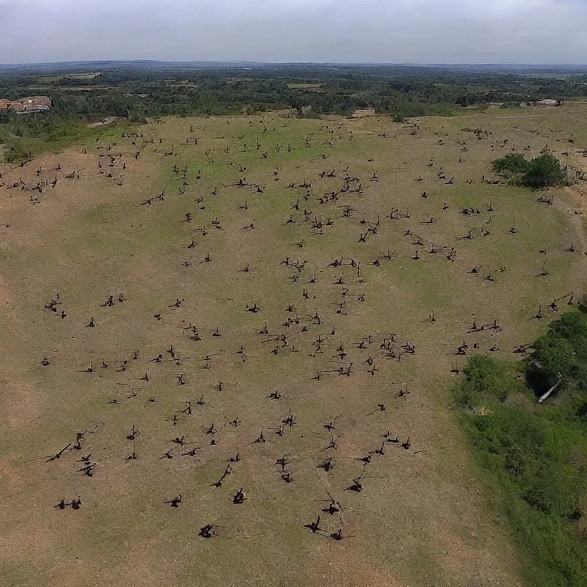 Image similar to “Drone footage of a medieval battle field”