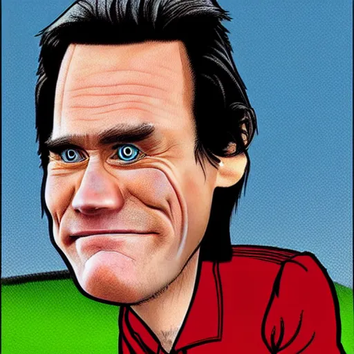 Image similar to jim carrey caricature realism, in the style of steve bell!