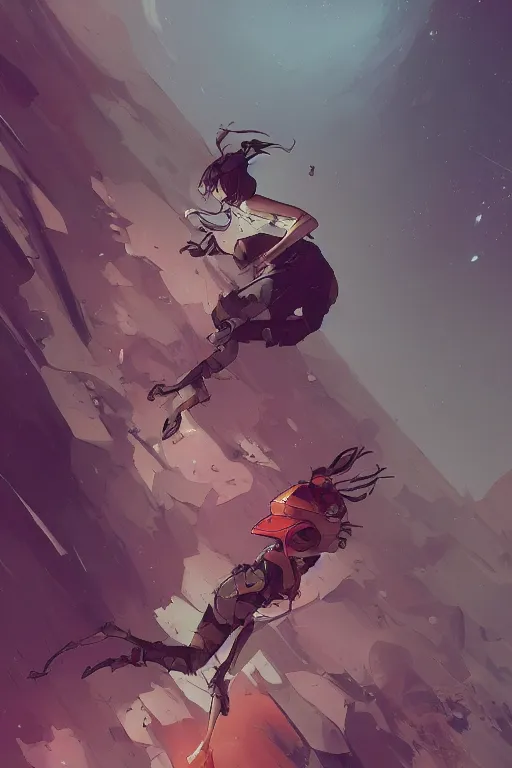 Image similar to overwhelmed with fleetting thoughts behance hd artstation by jesper ejsing, by rhads, makoto shinkai and lois van baarle, ilya kuvshinov, ossdraws, that looks like it is from borderlands and by feng zhu and loish and laurie greasley, victo ngai, andreas rocha