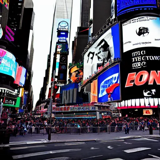 Prompt: electric Lion in new york times square, award winning photo