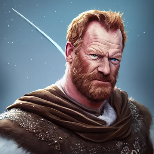 Image similar to portrait of iain glen as odin, the nordic god, mattepainting concept blizzard pixar maya engine on stylized background splash comics global illumination lighting artstation lois van baarle, ilya kuvshinov, rossdraws