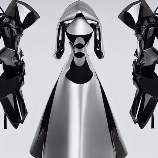 Image similar to Battle armor designed by Zaha Hadid, fashion photography