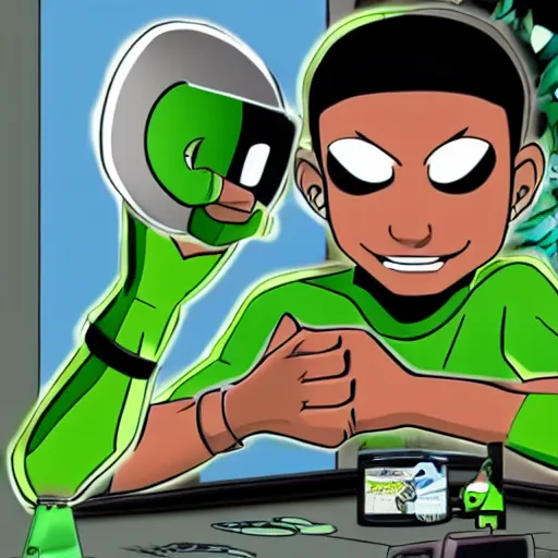 Prompt: ben 1 0 using watch to change in to a monster