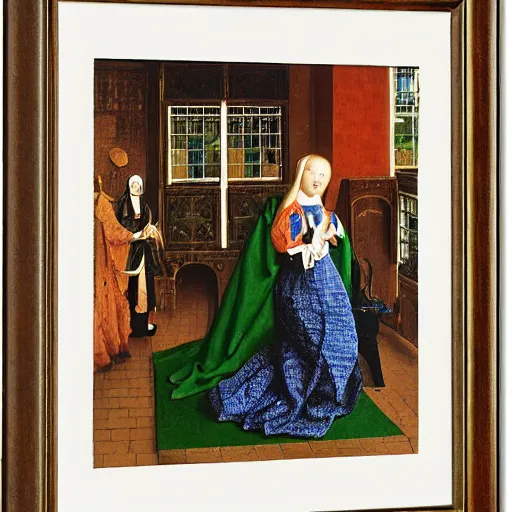 Prompt: a corporate mermaid painted by Jan van Eyck