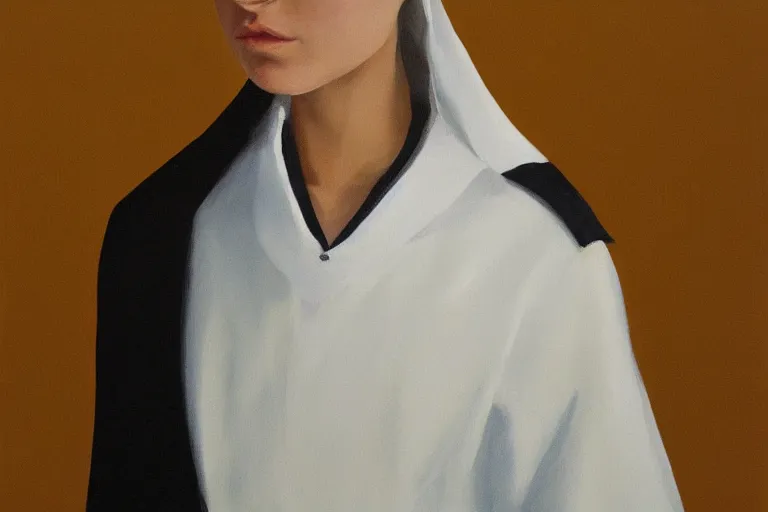 Image similar to young nun fashion model portrait artwork by tim eitel
