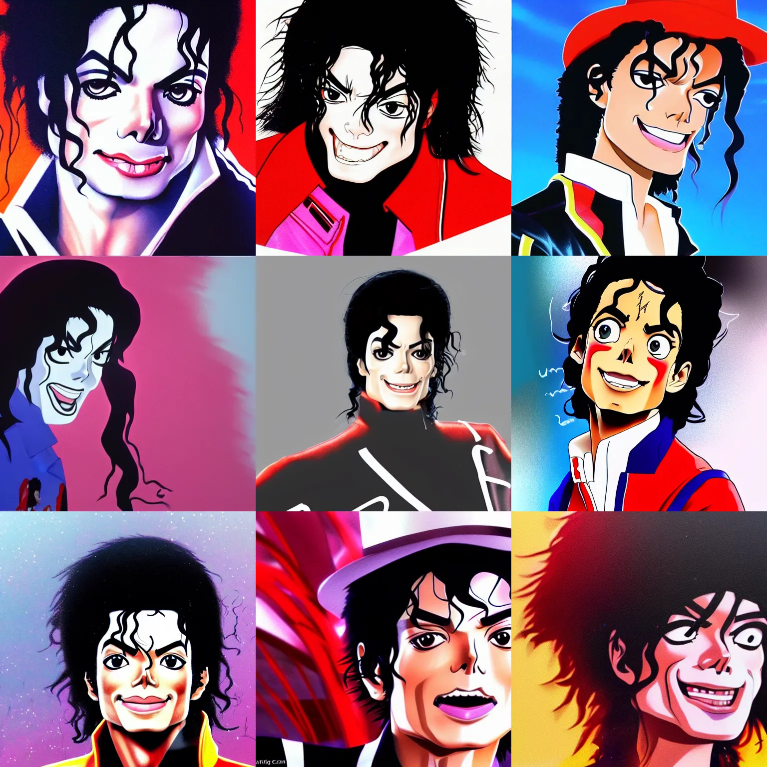 Prompt: A close up of michael jackson, toei animationi, animated, anime, illustrated, vibrant, by toei, anime concept art on artstation