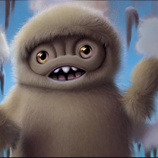 Prompt: cute fluffy alien monsters with long flowing detailed fur, detailed painting in the style of maurice sendak, 4 k