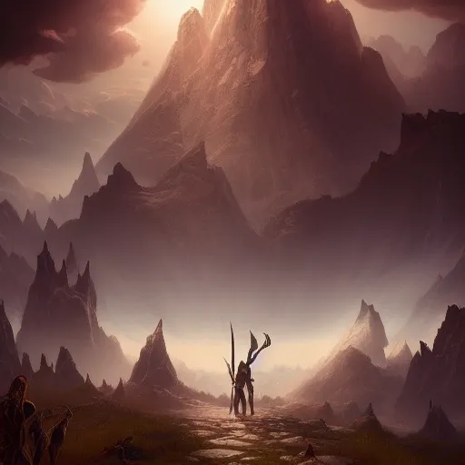 Image similar to A map of Tamriel cover art, ultra wide lens shot, matte fantasy painting, eerie, DeviantArt Artstation, by Jason Felix by Steve Argyle by Tyler Jacobson by Peter Mohrbacher, cinematic lighting