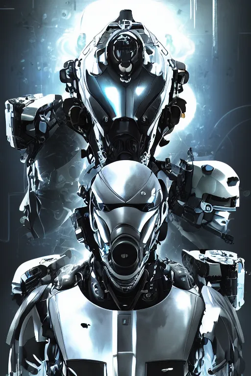 Image similar to cyber cyborg ninja mask helmet metal gear solid artic suit swat commando, global illumination ray tracing hdr fanart arstation by sung choi and eric pfeiffer and gabriel garza and casper konefal, a spectacular view cinematic rays of sunlight comic book illustration, by john kirby