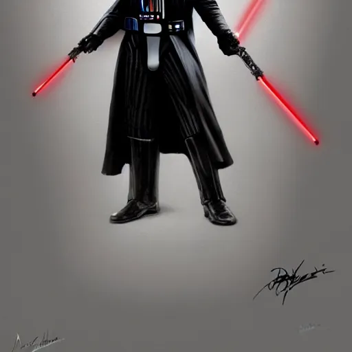 Image similar to a full body portrait of Darth Vader concept art realistic painting, high definition, digital art, matte painting, very detailed, realistic by Doug Chiang, cinematic