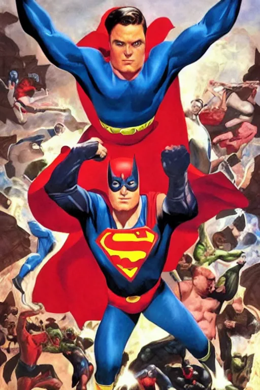 Image similar to a new superhero. art by alex ross.