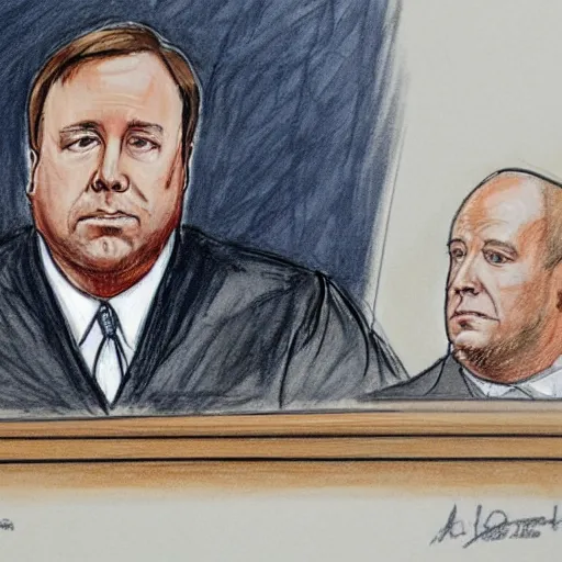 Image similar to alex jones courtroom sketch court trial