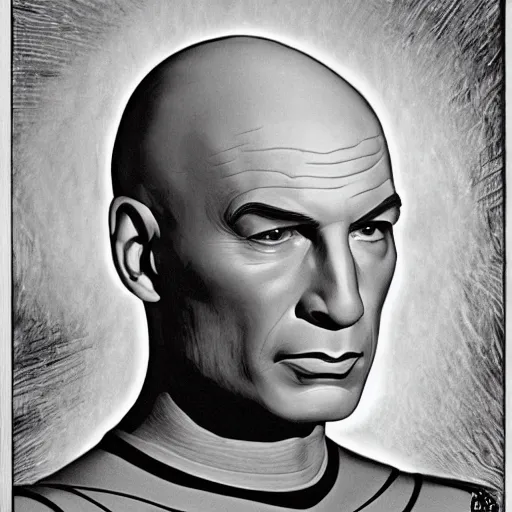 Image similar to captain jean luc picard by h. r. giger