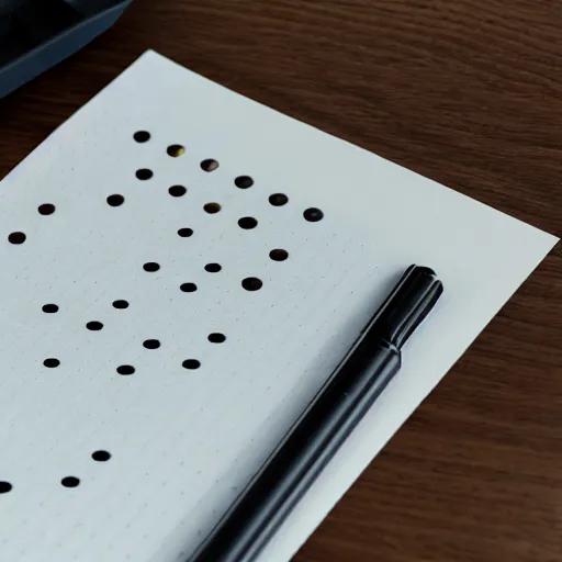 Prompt: A pen, style of dot matrix printer