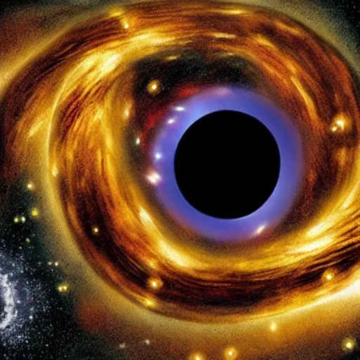 Image similar to A living black hole devouring a star. Expressive. Violent.