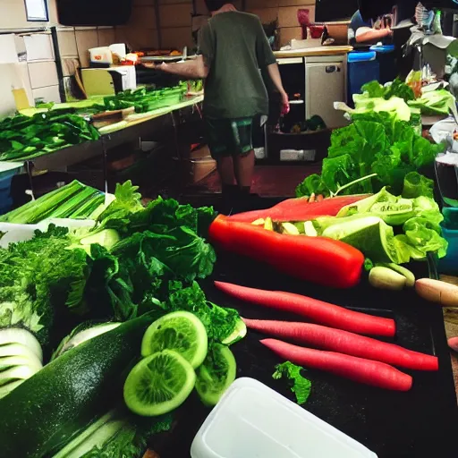 Image similar to first person view, pov, 9 0 degrees fov, me cutting vegetables