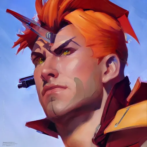 Image similar to Greg Manchess portrait painting of Gambit as Overwatch character, medium shot, asymmetrical, profile picture, Organic Painting, sunny day, Matte Painting, bold shapes, hard edges, street art, trending on artstation, by Huang Guangjian and Gil Elvgren and Sachin Teng