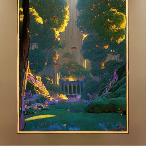 Image similar to a portal to another world glowing!!! with colorful kaleidoscopic light magic. detailed. rule of thirds. intricate. sharp focus. wide angle. unreal engine 8 k. painting by maxfield parrish. wlop. greg rutkowski.