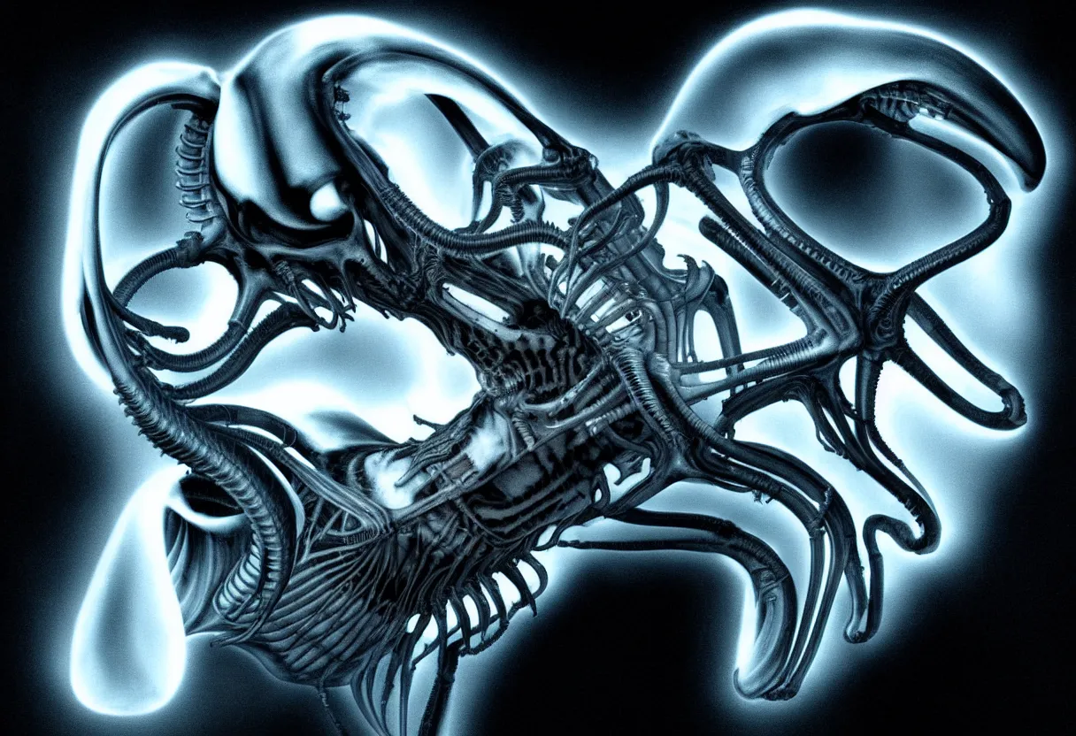 Prompt: x - ray of a xenomorph